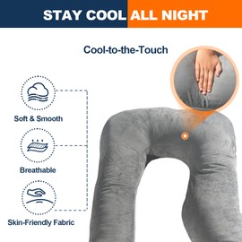 Pregnancy Pillow Cover Compatible with Pharmedoc,Unique U-Shape Design,Soft and Breathable,Grey,1PC(Cover Only)