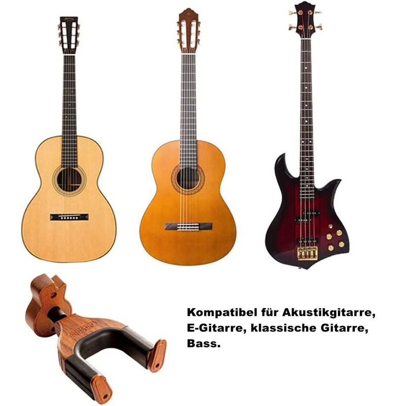 Neboic Guitars, auto-lock wall bracket,Guitar Holder for Wall, Solid Mahogany