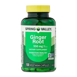 Unbranded Spring Valley Ginger Root Dietary Supplement Capsules for Digestive Health, 550