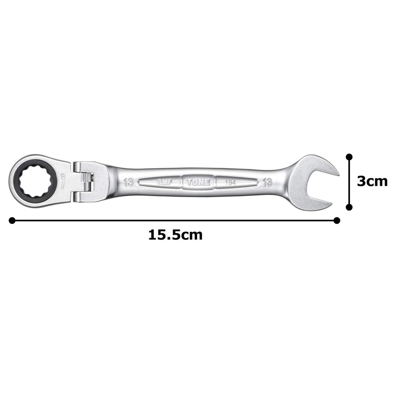 TONE HPRMF-13 Oscillating Ratchet Offset Wrench, Double Side Width 0.51