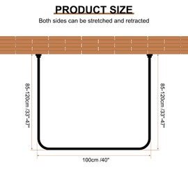 uxcell Stretchable Shower Curtain Rod Rack, Stainless Steel U Shaped Shower Curtain Rod No Drill for Bathroom Bathtub, 100cm/40" Width, Black