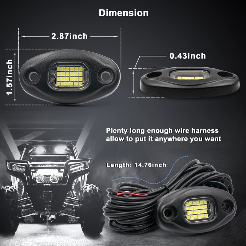 White Rock Lights, 8 Pod ALIGZ Rock Lights for Trucks
