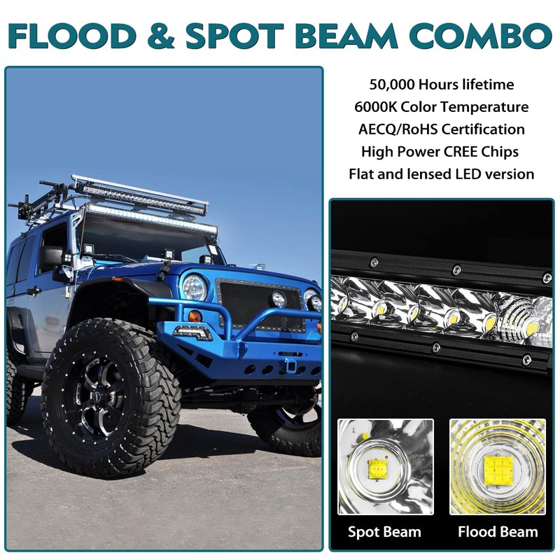 Rigidhorse 52 Inch LED Light Bar Single Row Flood &