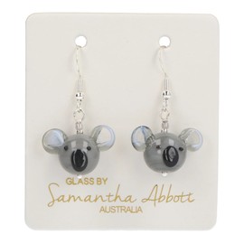 Samantha Abbott Glass Drop Earrings - Koala, Grey