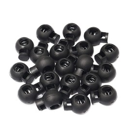 Pack of 20 Cord Clips Single Hole Cord Locks Round Stopper Sliders Cord Closure End for Ropes End Spring Toggle Stopper Slider, Black