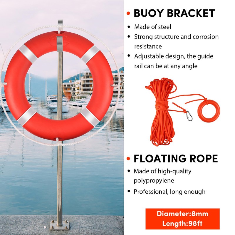 Life Ring,23" Boat Safety Throw Rings with Water Floating Lifesaving
