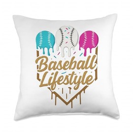 Baseball Lifestyle 101 Apparel Youth Baseball Drip Icecream Throw Pillow