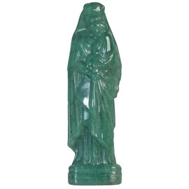 dssmboom Reiki Healing Madonna and Child Crystal Figurine, Hand Carved Blessed Virgin Mary with Child Jesus Statue Catholic Home Decoration, Green Aventurine