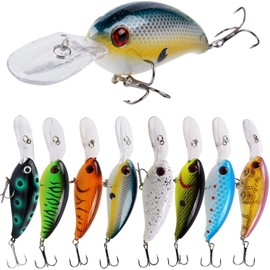 Sougayilang Fishing Lure Shallow Deep Diving Swimbait Crankbait Fishing Wobble Multi Jointed Hard Baits for Bass Trout Freshwater and Saltwater Pack of 8