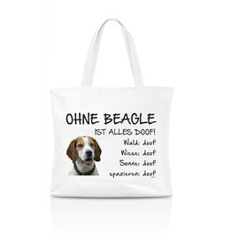 AdriLeo Shopping Bag Without Beagle, Everything Is Doof!, White with photographic print
