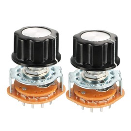 sourcing map 3P4T 3 Pole 4 Throw Single Deck Band Channel Rotary Switch Selector with Black Plastic Knob 2Pcs