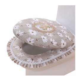 CYlovinho Toilet Seat Cover Pads Washable Bathroom Soft Thicker Warmer Washable Cloth Toilet Seat Cover Pads with Zipper Super Soft Bathroom Toilet Lid Cover Set