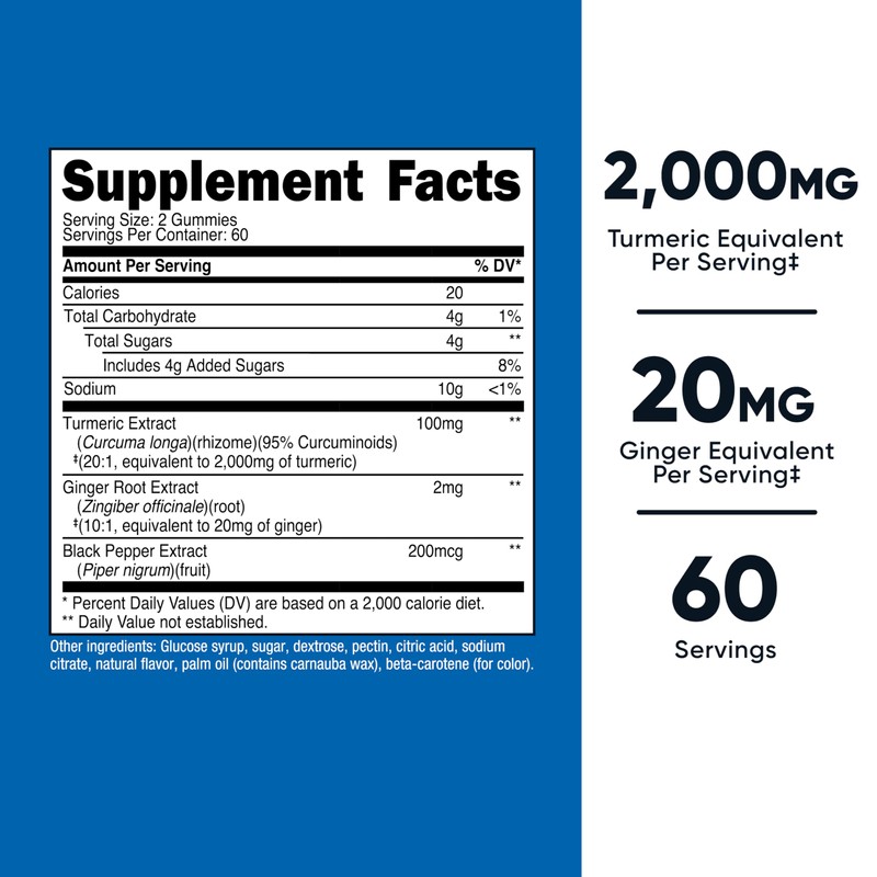Nutricost Turmeric Gummies 2,000mg Tumeric per Serving (120 Gummies) -