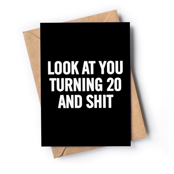 Funny 20th Birthday Card for men or women with envelope | Joke card for someone who is turning 20 years old | Original and unique present idea for son, daughter.