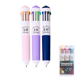 Yolkify 3 Pcs 30 Colours Multi Colour Pen, (10-Colour Each) Multi Coloured Pens All in One, 0.8mm Retractable Ballpoint for Kids' Drawing, Sketching, DIY, School Supplies,Gift