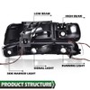 LQI Headlight Assembly Compatible with Chevy Silverado 1500 2500 1999-2002/Fit