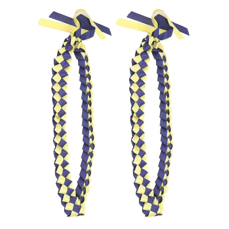 2Pcs Ribbon Leis Double Braided Necklace Graduation Congrats Accessory for
