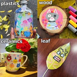 AQTQA 18 Pcs Color Dual Tip Acrylic Paint Pens Markers, Premium Acrylic Paint Pens for Wood, Canvas, Rock, Fabrics,Glass & Ceramic - DIY Art Supplies, Fast Drying Colorable Acrylic Brush Markers