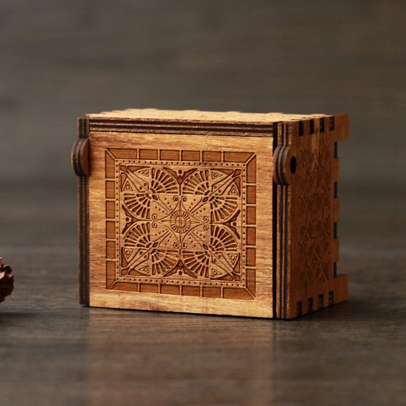 Moana Music Box 18 Note Windup Clockwork Mechanism Engraved Wood
