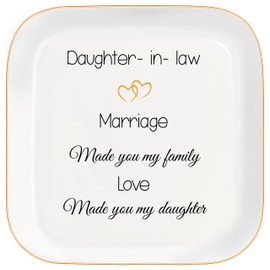 Daughter in Law Gifts, Daughter in Law Gifts from Mother in Law Ceramic Ring Dish Jewelry Tray for Birthday Christmas Valentines Mother's Day Wedding Gift for Daughter in Law