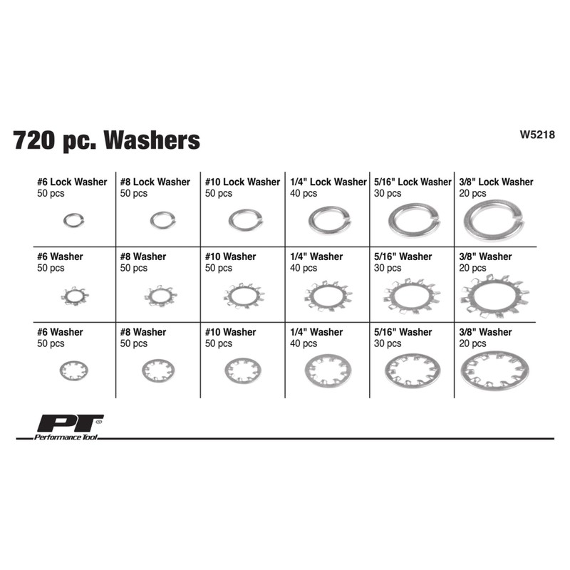 Performance Tool W5218 720pc Washer Assortment