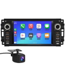 Car Stereo for Jeep Wrangler JK 2007-2018 Radio Dodge Ram 1500 2500 3500 7" Touchscreen Stereo with Carplay,Android Auto,GPS Navigation, Bluetooth, SWC, FM, AM, Backup Camera [2GB+64GB]