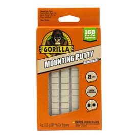 Gorilla Mounting Putty, Natural Tan Color, 168 Pre-Cut Squares (Pack of 1) - Non-Toxic Removable & Repositionable Wall Putty | Gorilla