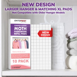 Entopest 10-Pack Clothes Moth Monitoring Traps – Refill for Room & Wardrobe Hanger Units – For Detection of Tineola bisselliella
