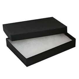15 Pack Cotton Filled Matte Black Color Paper Cardboard Jewelry Necklace, Bracelet Gift and Retail Boxes Size: 5 3/8" x 3 7/8" x 1" Inch by R J Displays