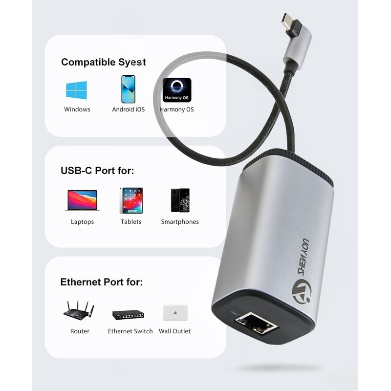 NP Type-C to Gigabit PoE Converter, POE Ethernet Adapter gigabit