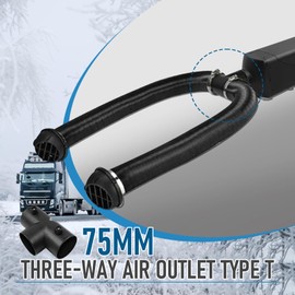 MaxEarn Ø75mm Type-T Duct Connection, Air Heater Diesel Auxiliary Accessories with Double Valve, 3-Way Air Outlet Pipe for Diesel Heater