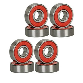 GCA Red Silver ABEC-9 608 RS Skateboard Longboard Bearings (8PCS)