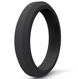 4mm Matte Black Brushed Silicone Ciassical Simple Plain Stackable Wedding Band Ring (Black, 8)