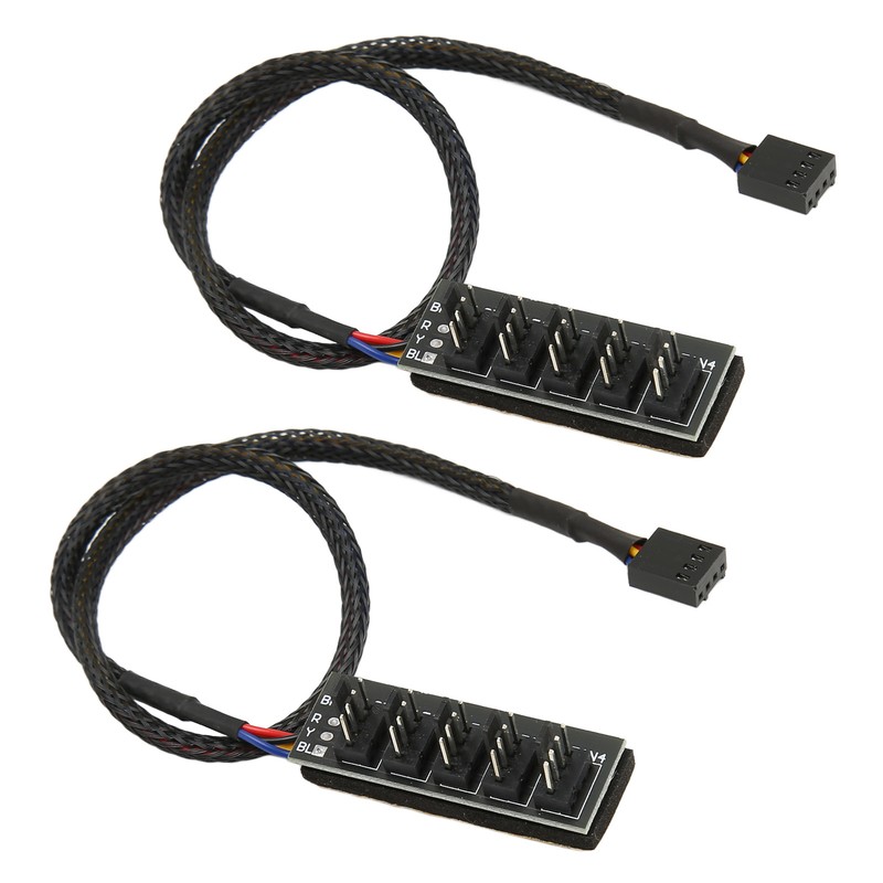 2Pcs PWM Fan Hub 5 Way 4Pin 13.8in Cable Length