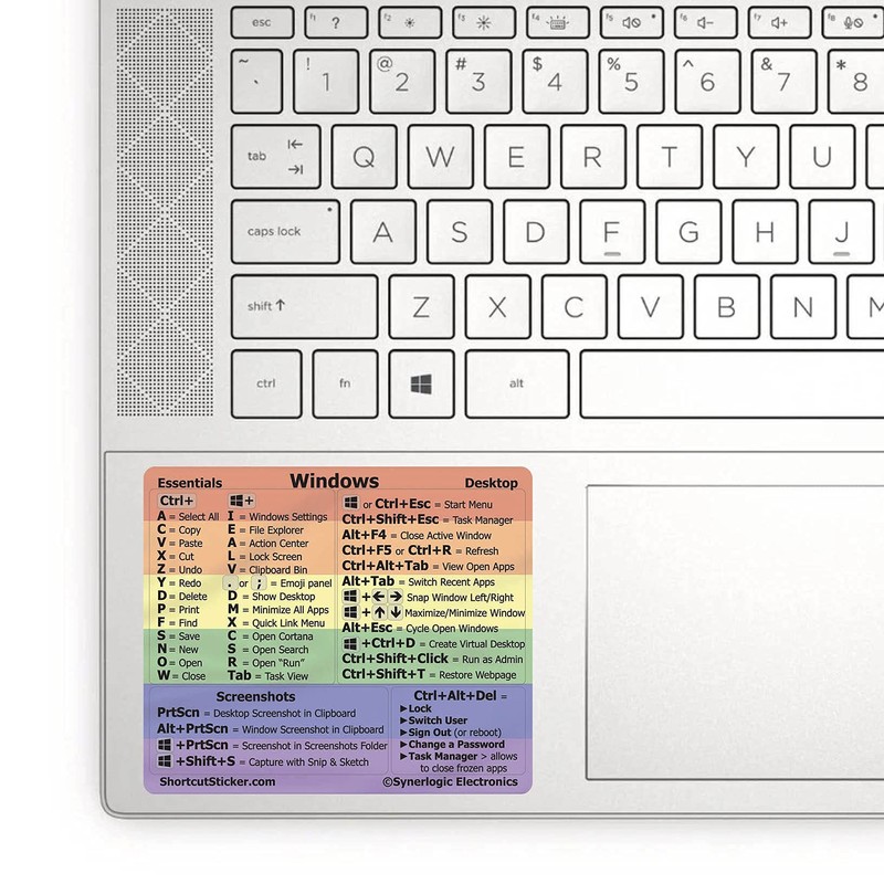 SYNERLOGIC Pride Windows PC Reference Keyboard Shortcut Sticker - Laminated