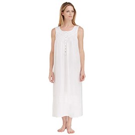 Eileen West™ Ballet Sleeveless Nightgown – Scoop Neckline – Sleeveless Design – Loose Fit – 100% Cotton White LG One Size