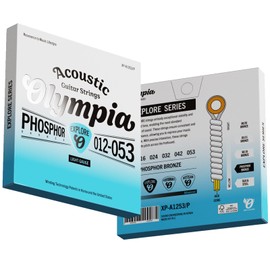 Olympia Explore Series Acoustic Guitar Strings. – 80/20 & Phosphor Bronze, Extra Light & Light Gauge – 6-String Hex Core 010–047/012–053 (1253/P – Phosphor Bronze Light)