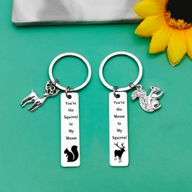 Couple Keychain Gift for Boyfriend Girlfriend Squirrel Moose Keyring Set Gift for Couple Husband Wife Friendship Gifts for Girls Boys Valentine's Gift Anniversary Birthday Gift for Him Her Jewelry