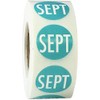 Teal September Circle Dot Stickers, 3/4 Inch Round, 500 Month