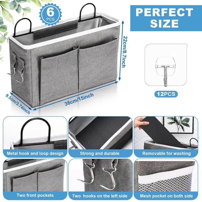 Berlune 6 Pcs Wall Hanging Storage Bag Wall Organizer Bag