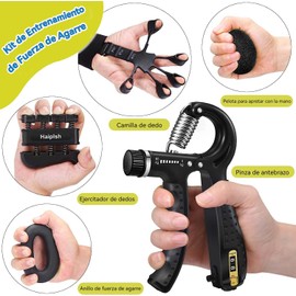 Fortalecedor de Agarre, 5 en 1 Ejercitador de Mano con Fortalecedor de Agarre de Mano,Pelota Antiestrés y Anillo de Entrenamiento de Antebrazo Para la recuperación y el fortalecimiento de las articulaciones de los dedos (Pack de 5)