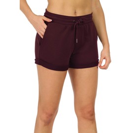 icyzone Pantalones cortos de entrenamiento para mujer, pantalones cortos deportivos de algod n para correr, Vino, XL