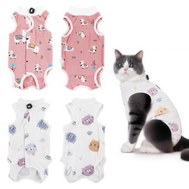 Cat Bodysuit After Surgery, 2 Pieces Cat Bodysuit for Cat Surgery, Breathable, Prevents Cats from Licking Their Wounds, Helps Restore Abdominal Wounds, for Spay Abdominal Wounds Female (M)