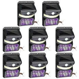 8 Pack Black Solar Outdoor Bug Zapper Lights, 3-Mode Mosquito Killer Lamp with Motion Sensor, LED Lighting Electric Insect Control for Yard Patio Backyard Camping