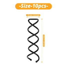 DEFUTAY 10PC Spiral Hair Pins, Twist Hair Pins Corkscrew Hair Pins Spin Pins Non-Scratch Round Clip for Women Hair Style DIY (Black)