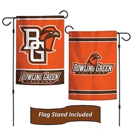 Bowling Green State University Falcons Garden Flag Set With Stand, Printed in the USA, 12.5" x 18" College Flag With Three Piece Steel Yard Flag Stand Holder