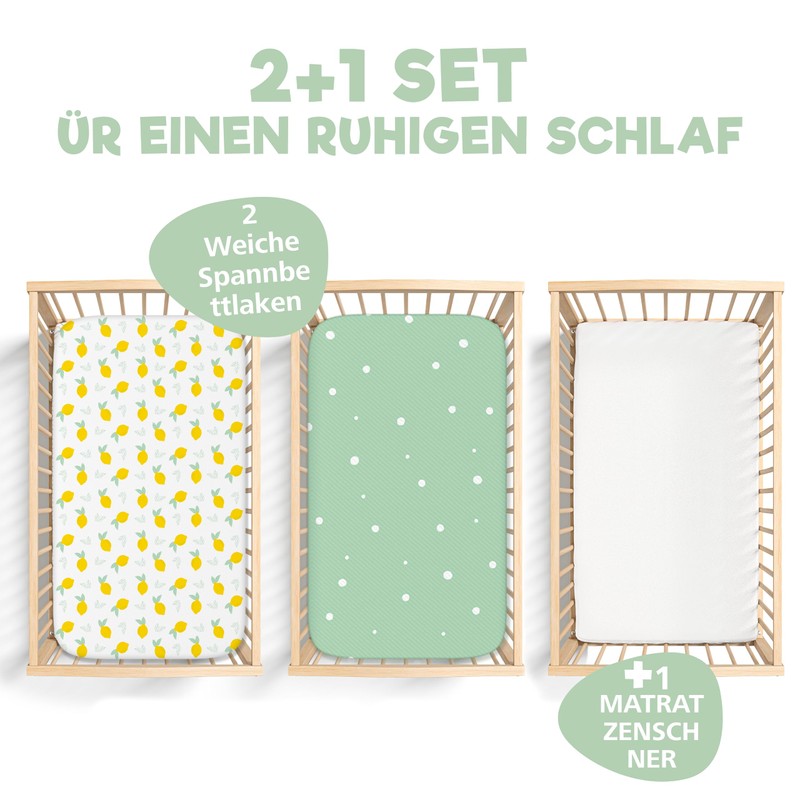2 x Fitted Sheets Made of 100% Cotton with Elastic