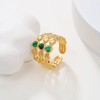 Dikixe Luxury Yellow GoldPlated Three-layer Inlaid Malachite Stone Rings for