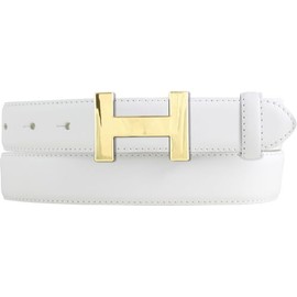 BELTINGER Hella High-Quality Women's Belt Made of Full Cowhide Leather 3.0 cm | Cambered Leather Belt Women's 30 mm | Women's Belt Made in Italy, White, Gold