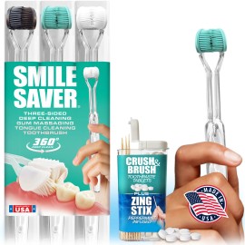 SMILE SAVER 360° / Deep Clean  3-Sided Toothbrush + Toothpaste Tablets ~ AMERICA